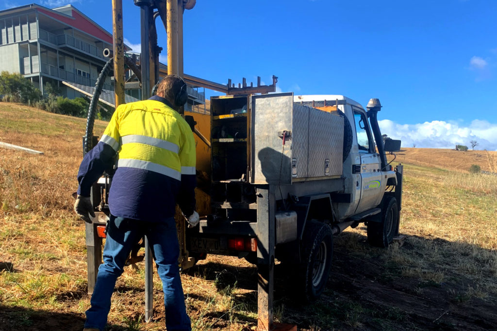 Drilling on a sloping block.