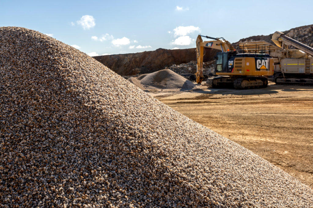 Quarry stockpile of aggregate