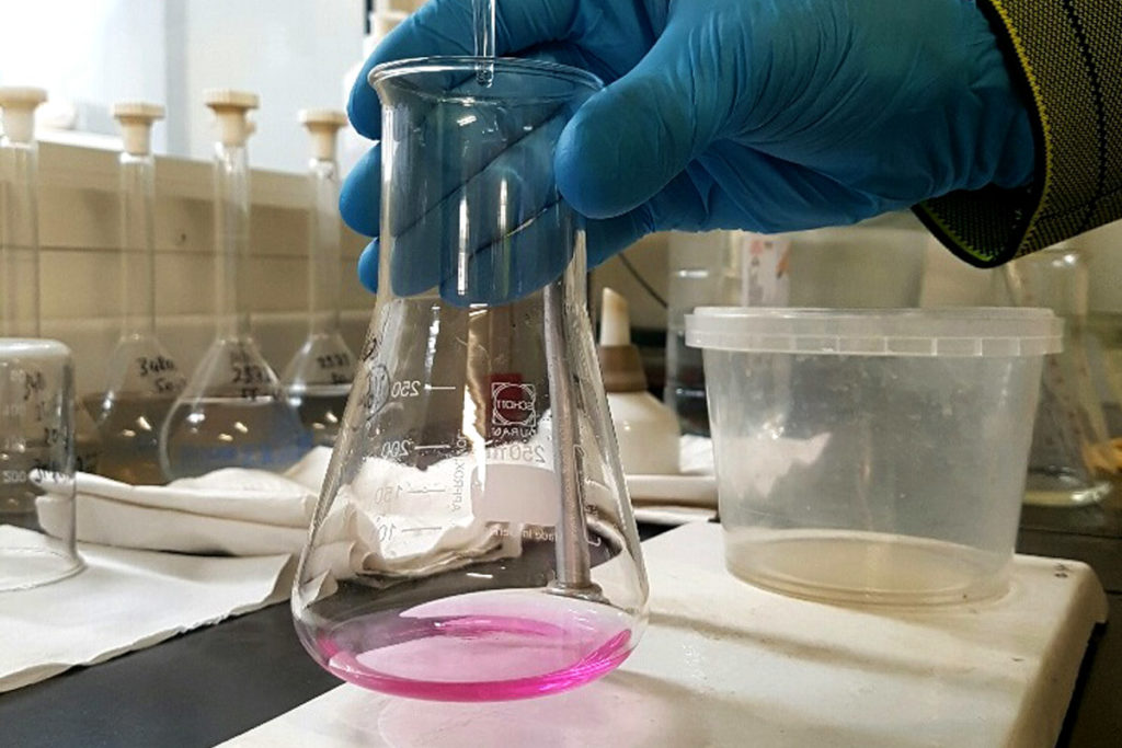 Chloride and sulphate content testing.