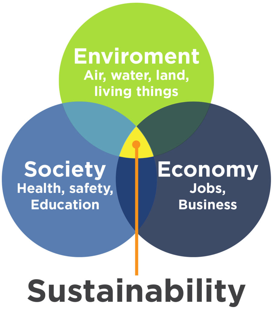 Sustainability combines environment, society and economy